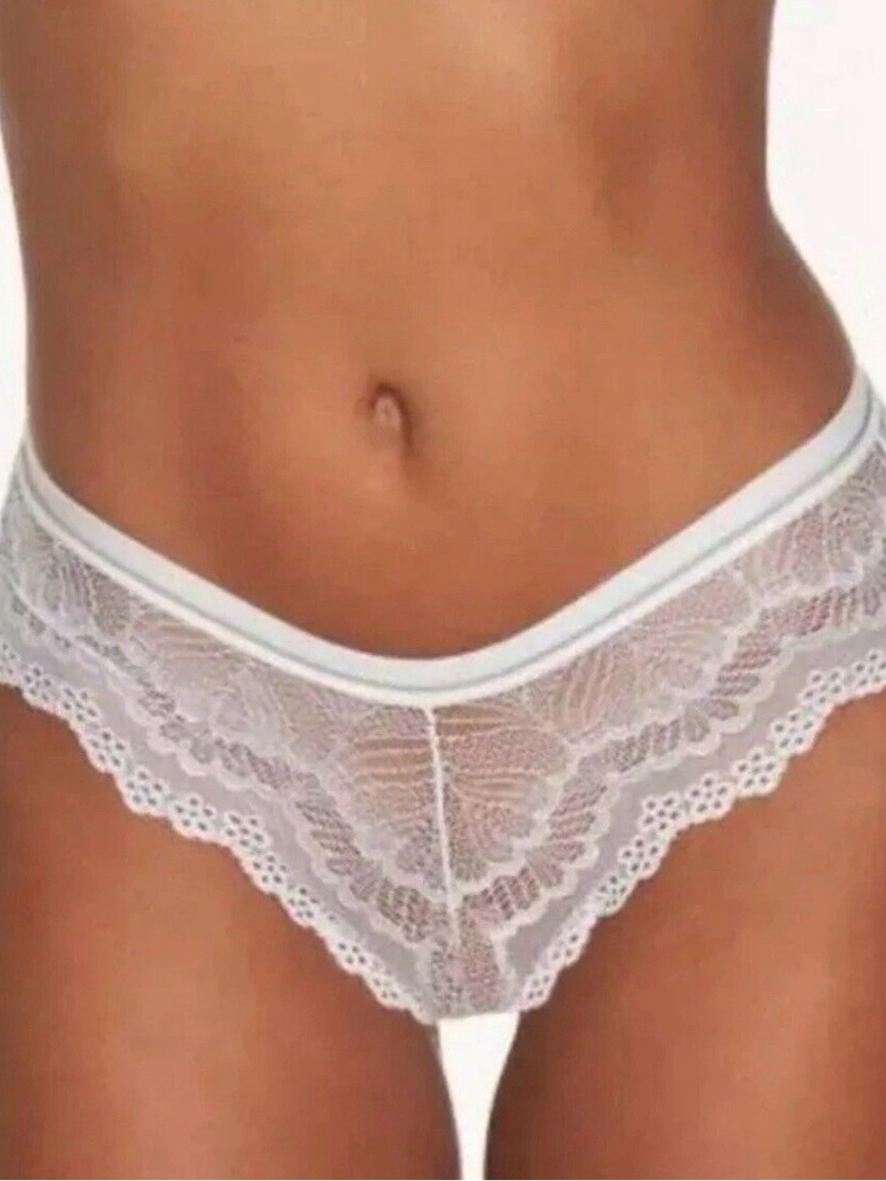 NEW White Silver Metallic Panty Lace SMALL Frederick's of Hollywood Caroline